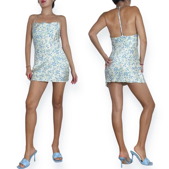 Zara Pastel Floral Cowl Neck Mini Slip Dress Fits XS-S - Picture 9 of 16